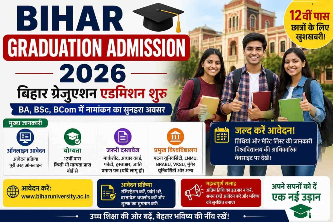 Bihar Graduation Admission 2026: 12वीं पास छात्रों के लिए बड़ी खुशखबरी, BA-BSc-BCom में एडमिशन शुरू, जानें पूरी प्रक्रिया