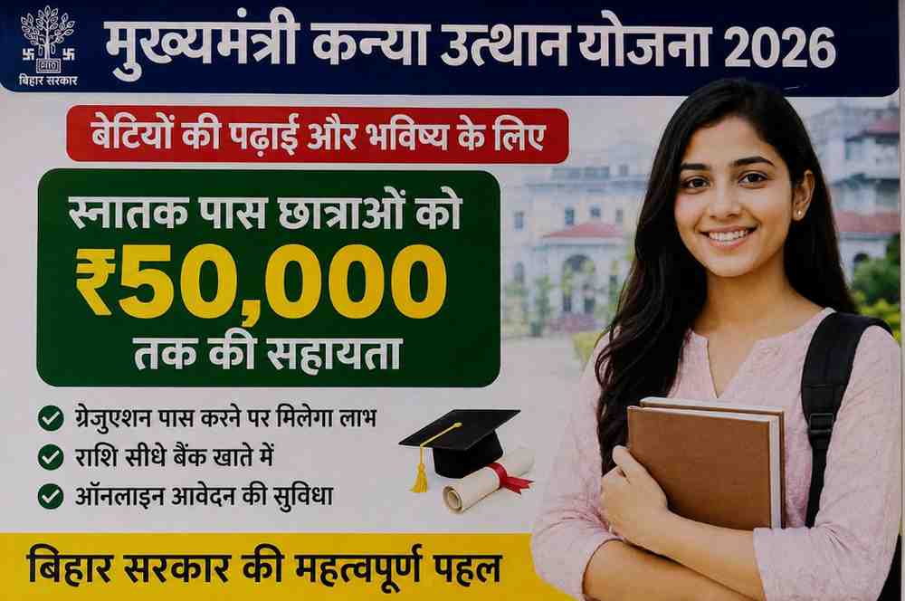 Mukhyamantri Kanya Utthan Yojana 2026: बेटियों को मिलेगा ₹50,000 तक का लाभ, जानें आवेदन प्रक्रिया, पात्रता और जरूरी दस्तावेज